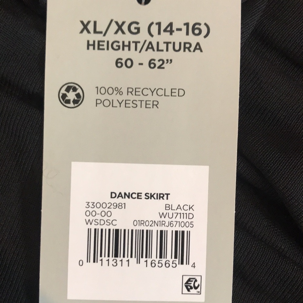 NWT Danskin black sheer dance skirt girls size XL (14-16) style WU7111D ballet - Picture 7 of 13
